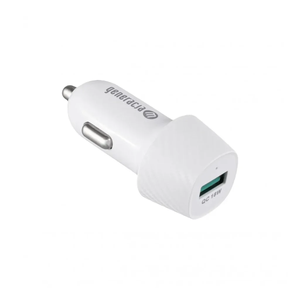 Ładowarka samochodowa 18W USB Typ A QC Biała