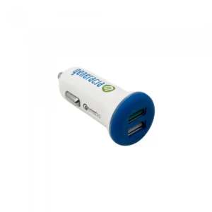 Ładowarka samochodowa 30W USB-A (QC) + USB-A (2,4A) Biało-niebieska