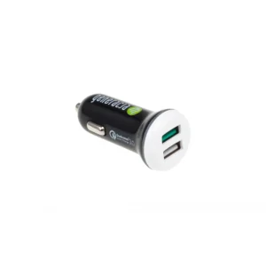 Ładowarka samochodowa 30W USB-A (QC) + USB-A (2,4A) Czarno-biała