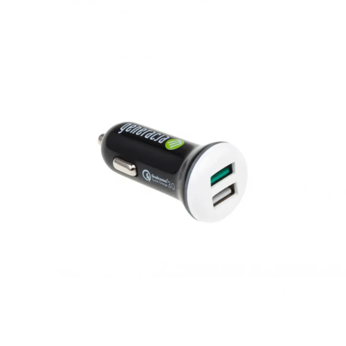 Ładowarka samochodowa 30W USB-A (QC) + USB-A (2,4A) Czarno-biała
