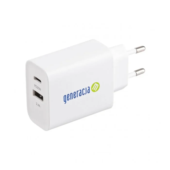 Ładowarka sieciowa 32W USB-C (PD) + USB-A (2.4A) Biała