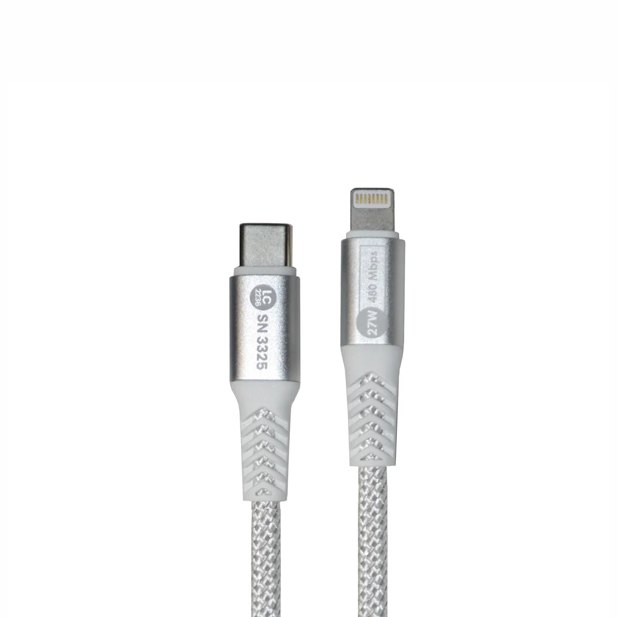 Kabel USB-C na Lightning 1,3m Przewód USB 2.0 27W Biały Nylon - obrazek 2
