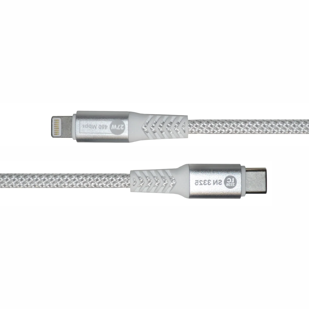 Kabel USB-C na Lightning 1,3m Przewód USB 2.0 27W Biały Nylon - obrazek 3