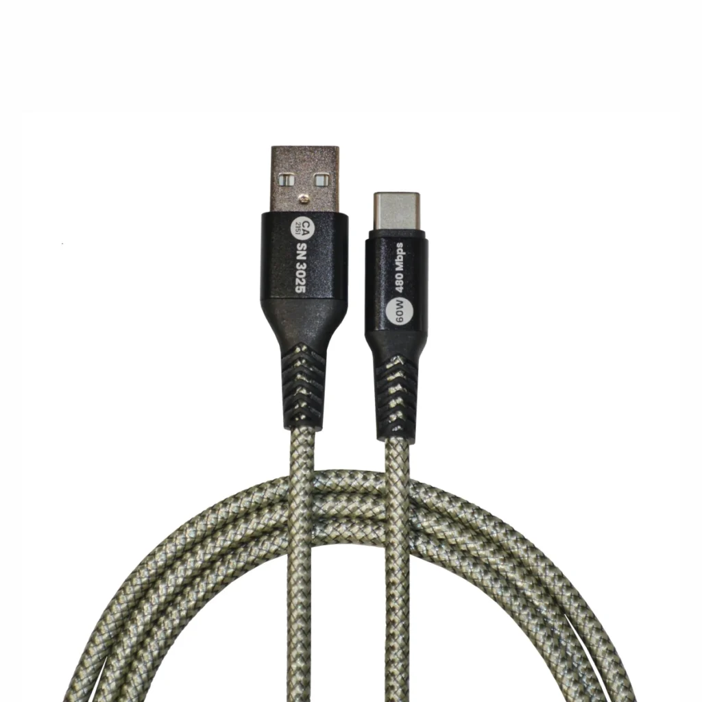 Uniwersalny kabel USB A do USB C 1,3m USB 2.0 60W 480 Mb/s Zielony Nylon
