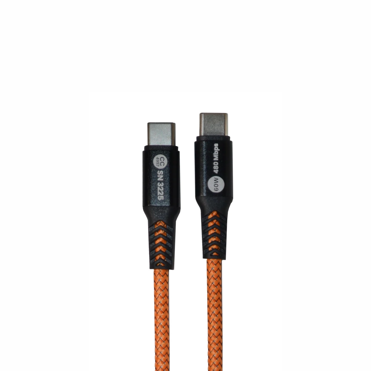 Kabel USB-C do USB-C 1,3m Przewód USB 2.0 60W Pomarańczowy - obrazek 2
